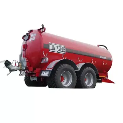 A red slurry tanker with the word hi spec on it