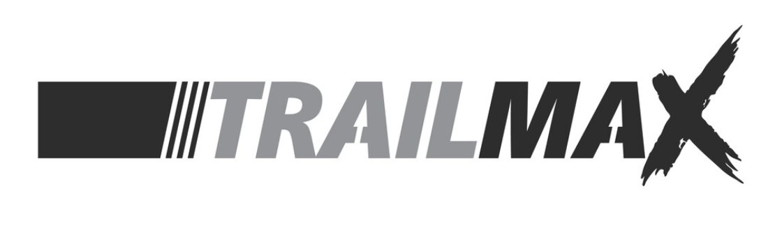 A black and white logo for trailmax on a white background
