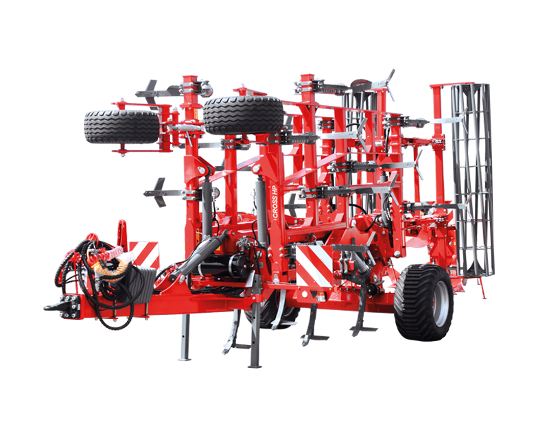 A red and white tractor with a trailer attached to it on a white background.