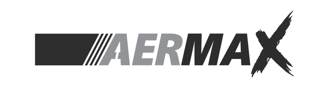 A black and white logo for aermax on a white background