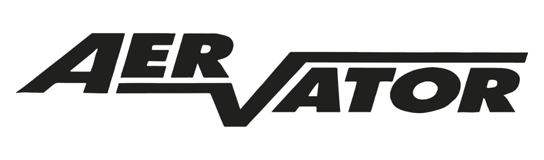 A black and white logo for aervator on a white background