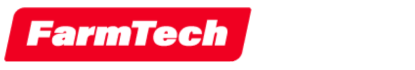 A red and white farmtech logo on a white background