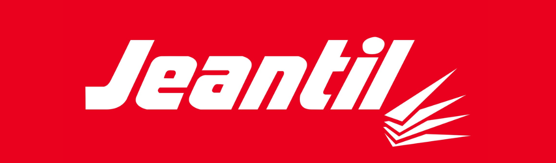 A red background with the word jeantil in white letters