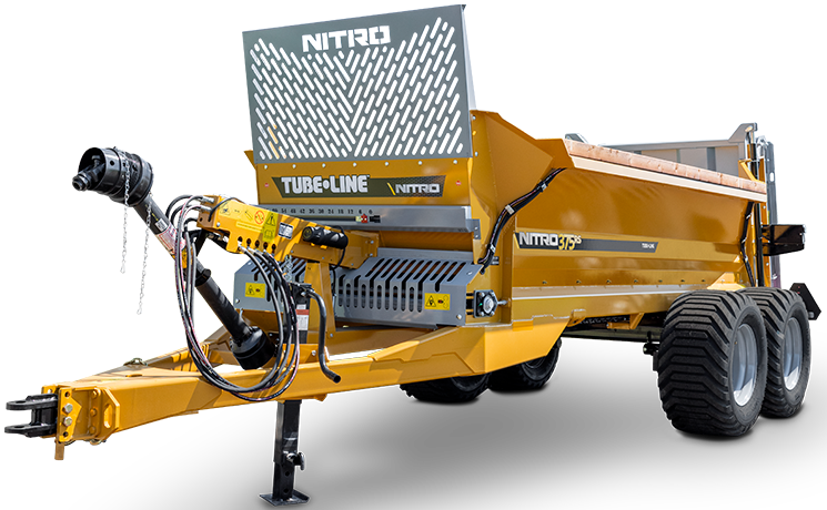 A yellow trailer with the word nitro on it