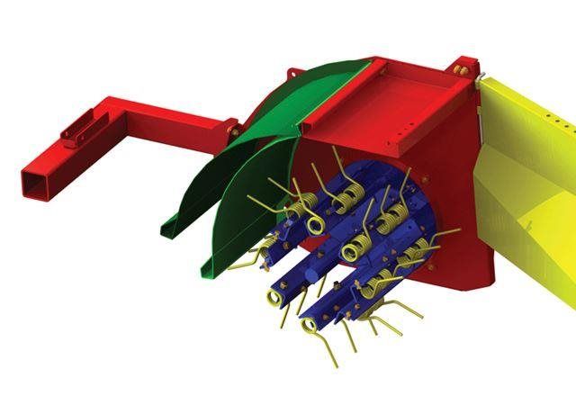 A drawing of a machine that looks like a tedder