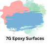 Abstract watercolor design over text: "7G Epoxy Surfaces".