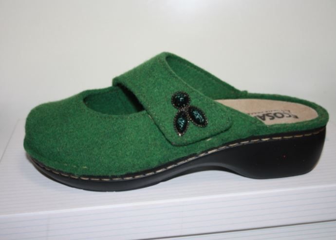 Ciabatta donna ECOSANIT macario tweed di colore verde
