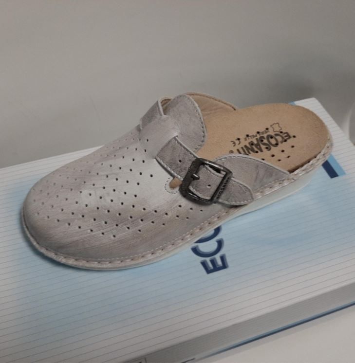 Ciabatta ECOSANIT multicolor bianco/argento apiro forato