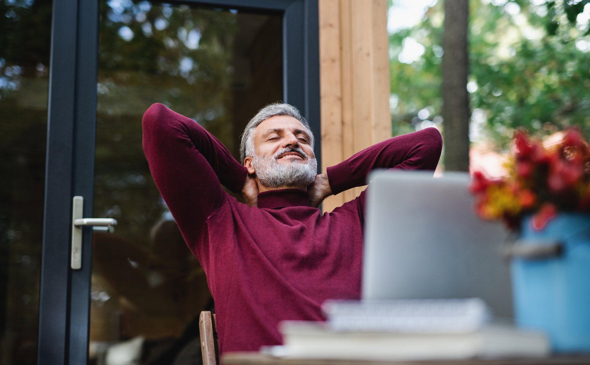 A Mature Man Outdoors by a Tree House, Meditating - Shepparton, Vic - Vin Truscott Pest Control