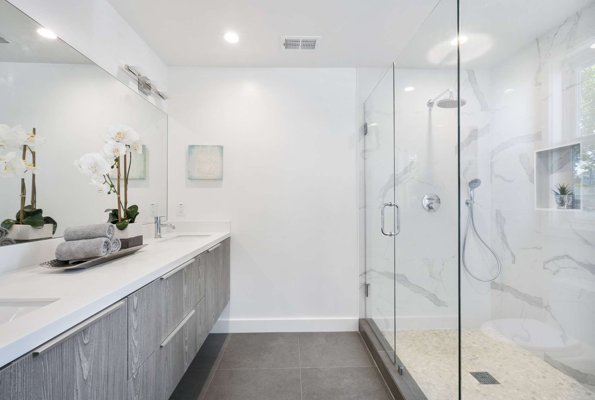 Bathroom redone with modern shower installed