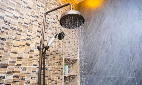 shower head fixture with tile shower