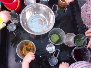 Pupils mixing colours