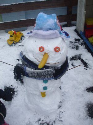 Snowman at the back yard