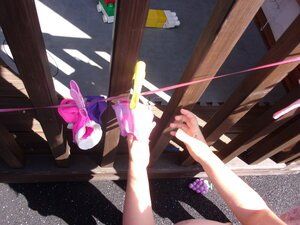 Washing line at the nursery back yard