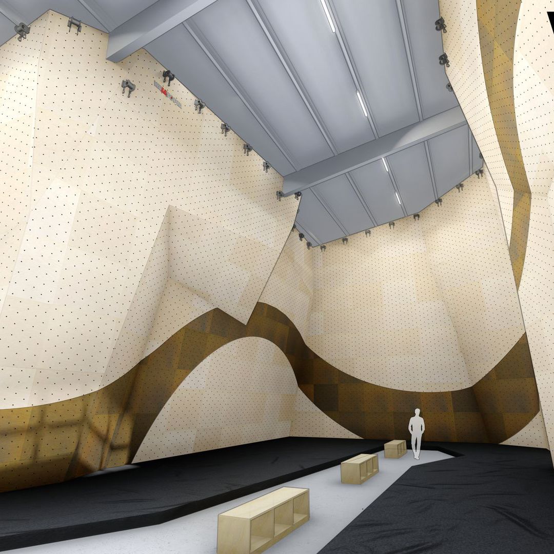 Gym rendering of climbing walls