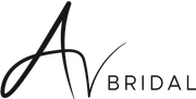 "AV Bridal logo with a stylized cursive 'AV' and the word 'BRIDAL' beside it."