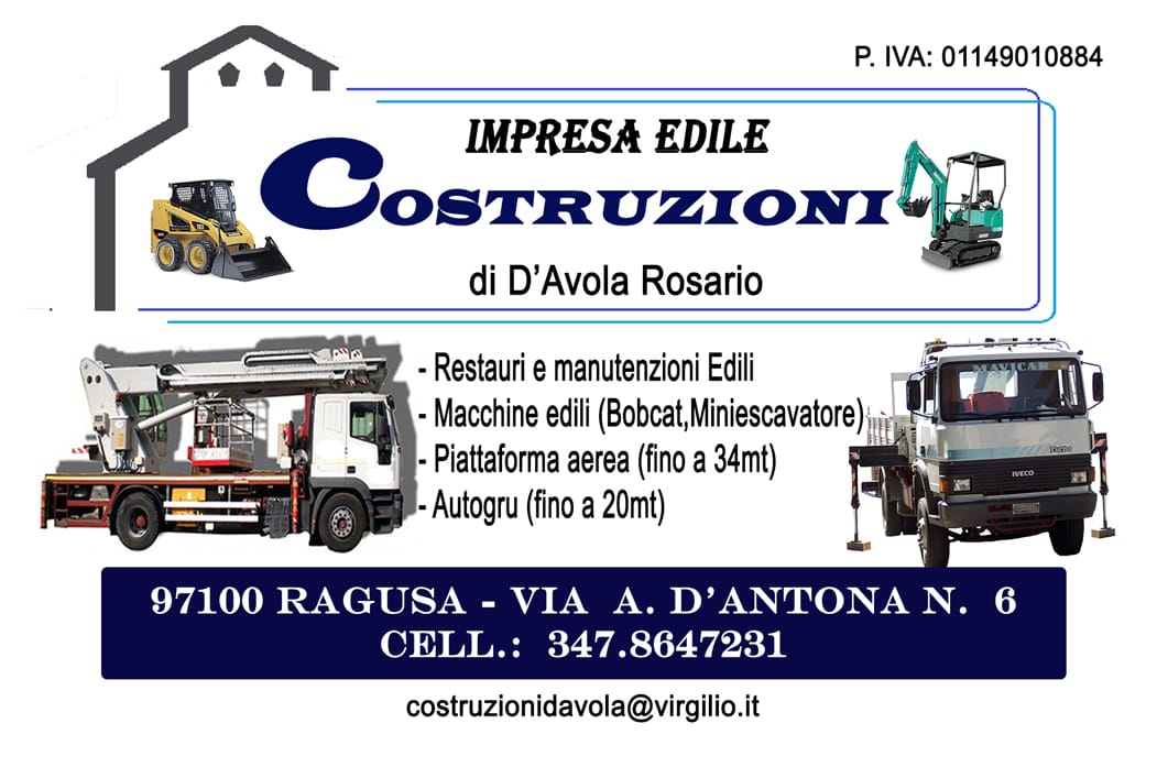 volantino dell'impresa edile Costruzioni D'avola Rosario