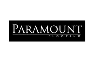 The logo for paramount flooring is black and white.