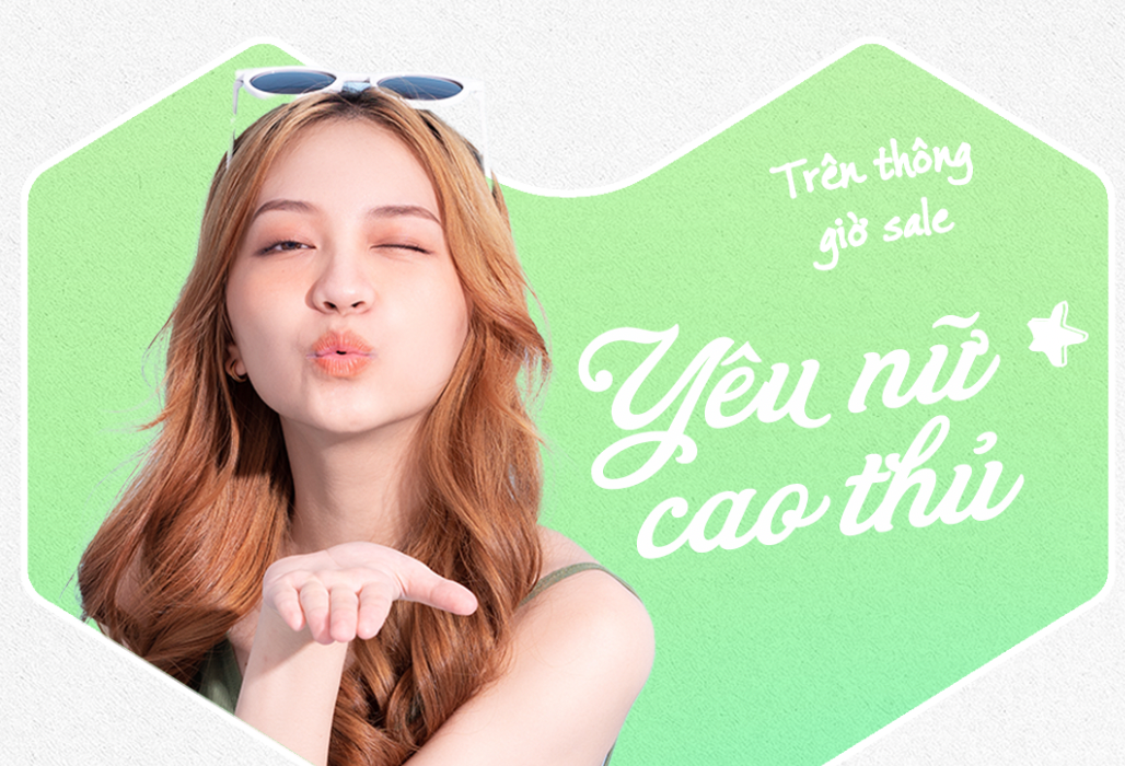 Woman blowing a kiss; green graphic with text 