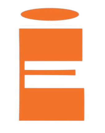 Orange can shape with a horizontal white bar and a small white bar extending to the left. Oval on top.