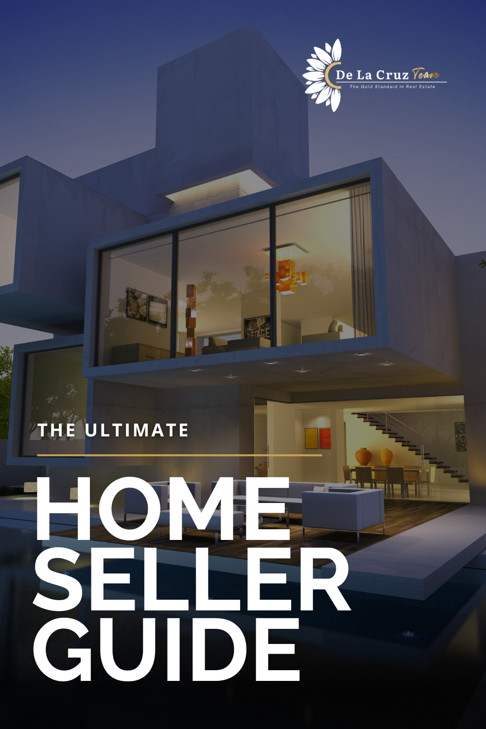 A home seller guide with a picture of a modern house
