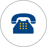 A blue telephone icon in a circle on a white background.