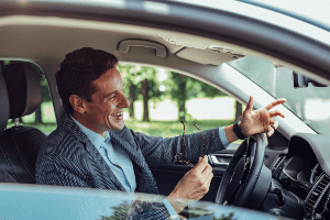man speaking over Bluetooth device 