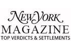 The new york magazine logo is black and white and says `` top verdicts & settlements ''.