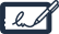 A pen is drawing a signature on a tablet.