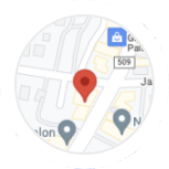 A map with a red pin in the middle of it