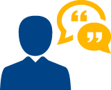 A silhouette of a man with two speech bubbles above his head.
