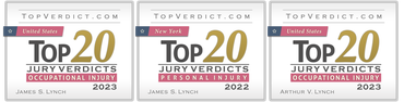 Three signs that say top 20 jury verdicts on them