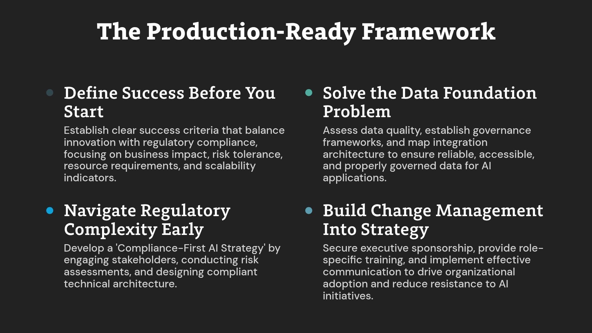 The production ready framework is shown on a black background