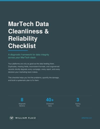 A book titled martech data cleanliness and reliability checklist