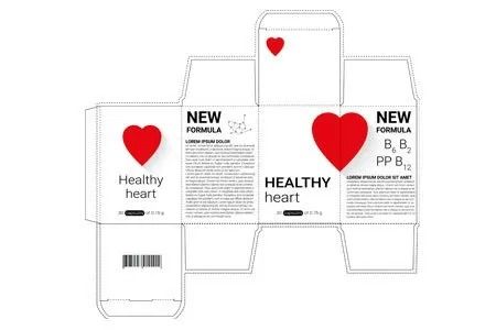 Confezione a forma di cuore bianco con icona a forma di cuore rosso e scritta 