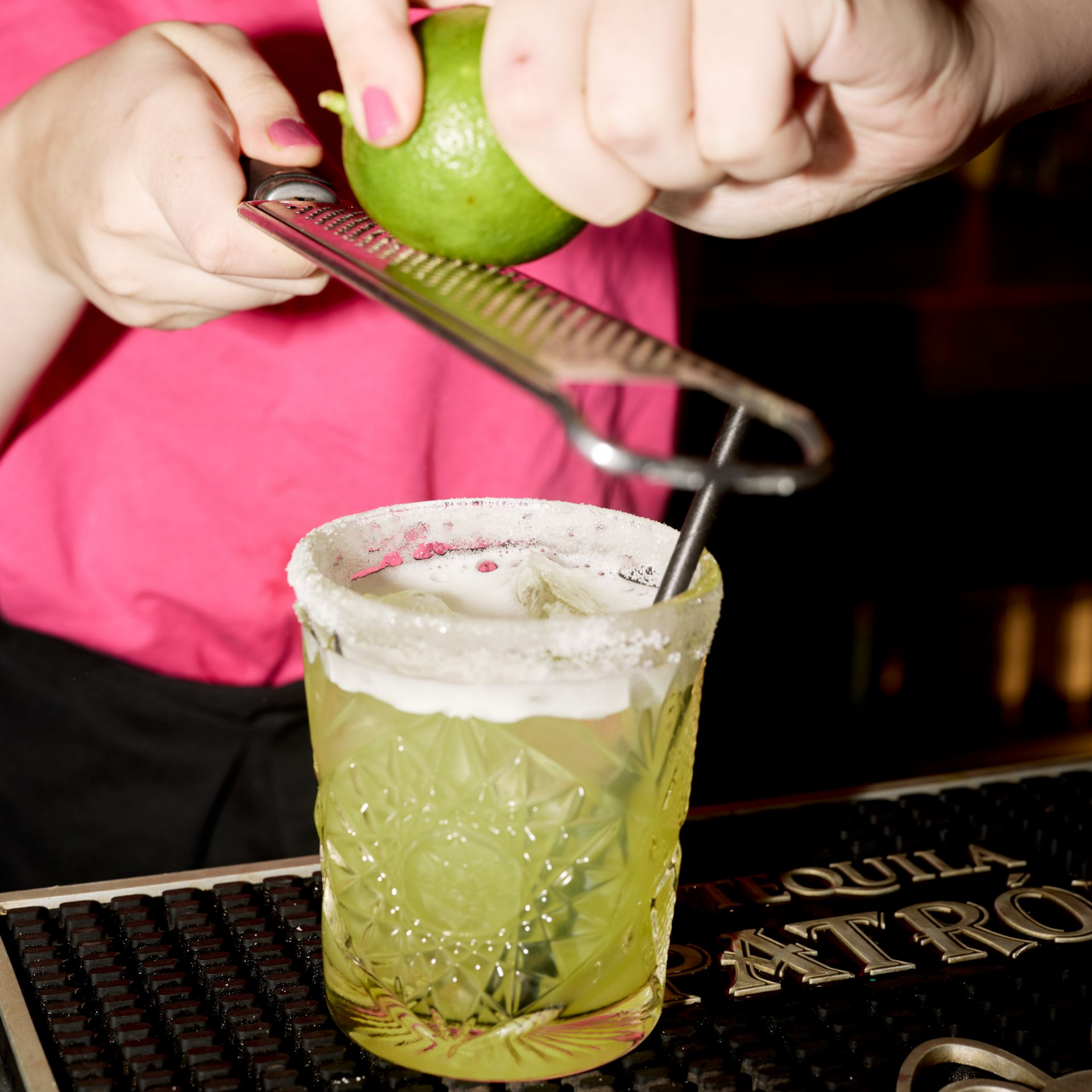 A brick building with blue windows and doors