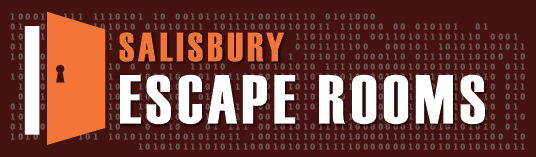 Salisbury escape rooms logo with a red background