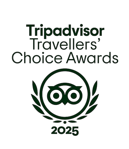 The logo for travelers choice 2025 best of the best is black and white.