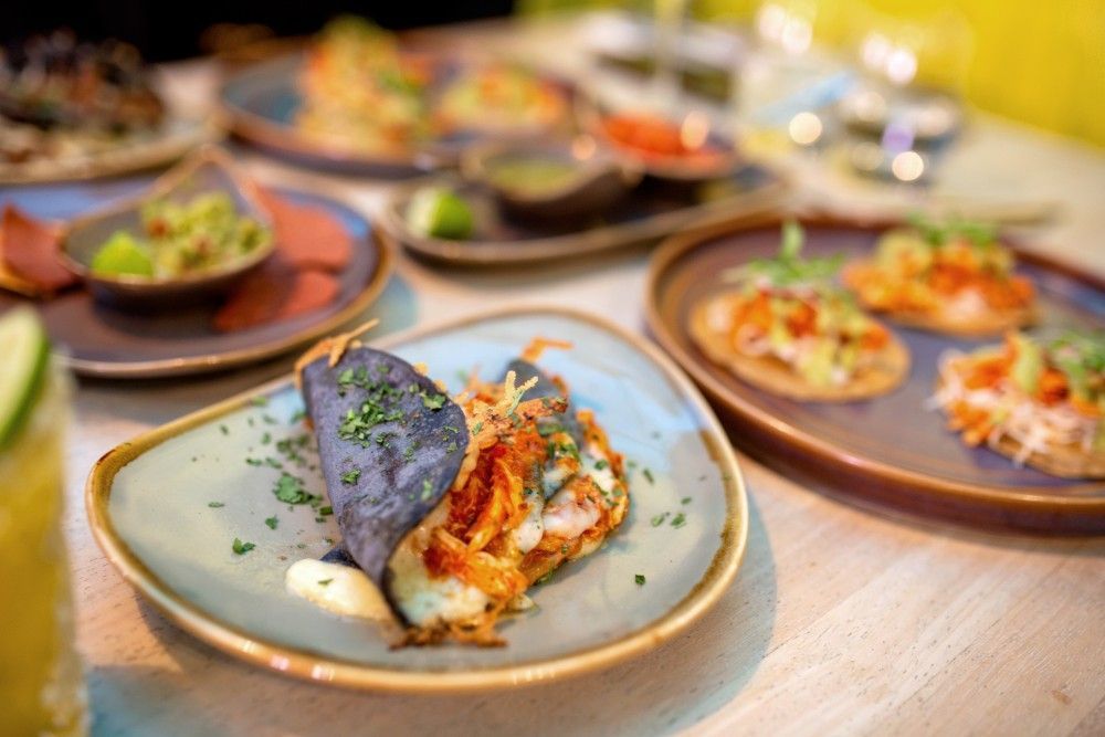 A close up of a plate of food on a table.