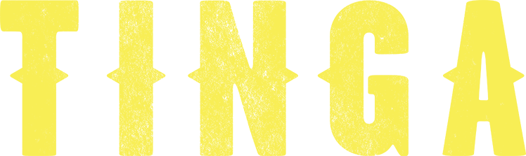 The word tinga is written in yellow on a white background.
