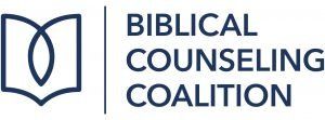The logo for the biblical counseling coalition is a book with a cross on it.
