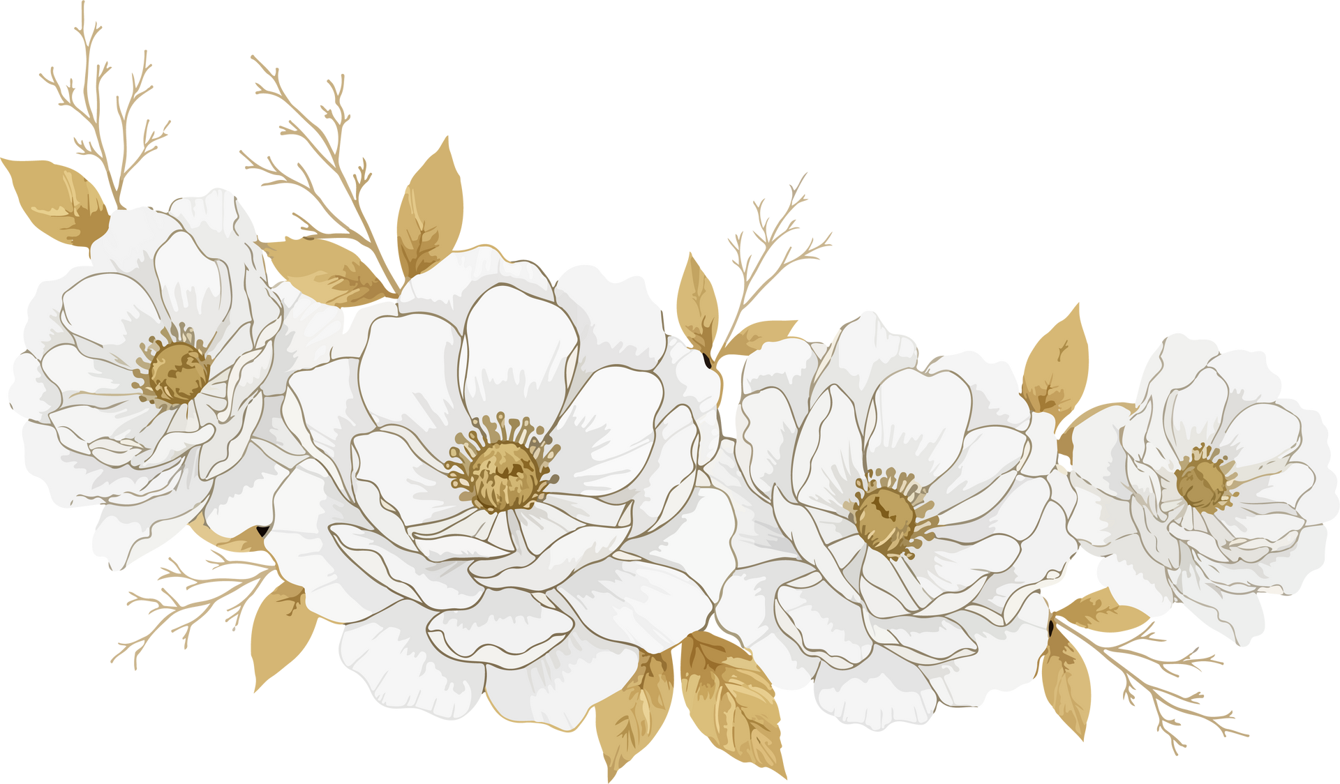 White and gold floral arrangement.