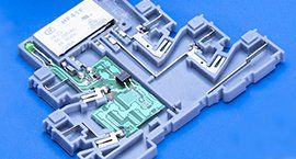 pcb board insert into a 3d printed prototyping Casing in grey color