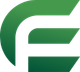 A green and white logo with the letter f in the middle of an e.