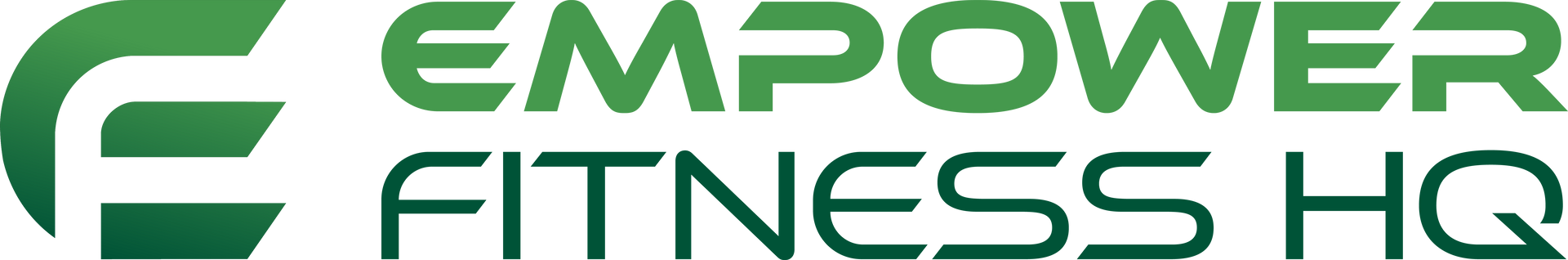 A green and white logo for empower fitness hq
