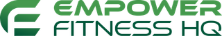 A green and white logo for empower fitness hq