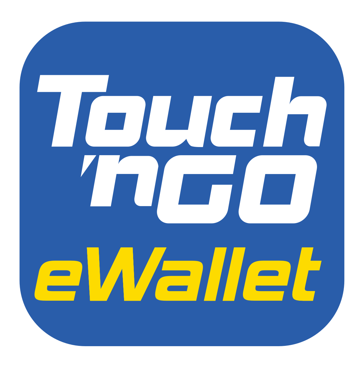 A blue and yellow logo for touch ngo ewallet