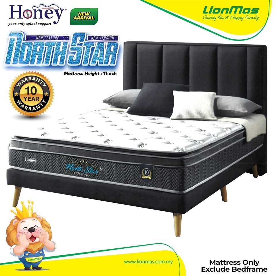 A bed with a mattress and pillows on it.