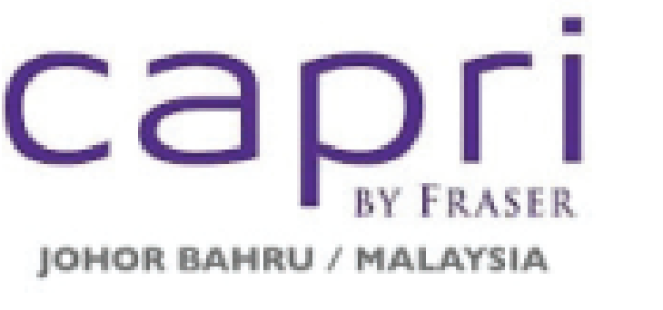 The logo for capri by fraser is purple and white.
