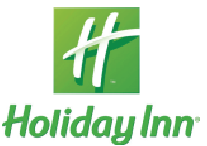 The holiday inn logo is green and white and looks like a cross.